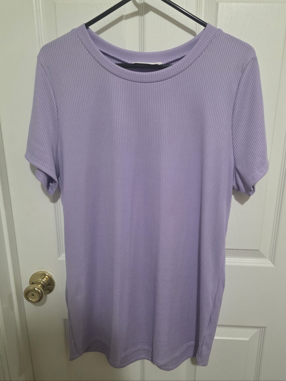 Lovely Melody Lavender Ribbed Short Sleeve Tee NEW